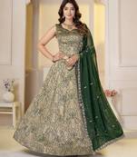 Green Brocade Zari Weaving lehenga choli set