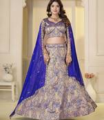 Royal Blue Brocade Zari Weaving lehenga choli set