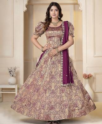 Wine Brocade Zari Weaving lehenga choli set 1