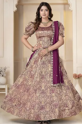 Wine Brocade Zari Weaving lehenga choli set
