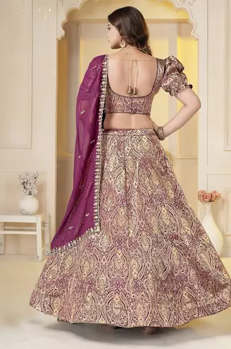 Wine Brocade Zari Weaving lehenga choli set