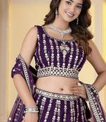 Wine Georgette Embroidery, Sequins Work lehenga choli set