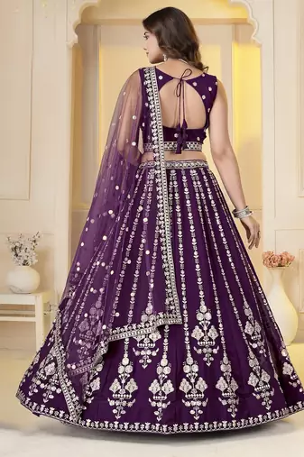 Wine Georgette Embroidery, Sequins Work lehenga choli set