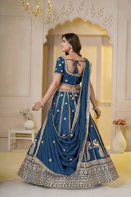 Teal Embroidery Zari, Sequins Work lehenga choli  5
