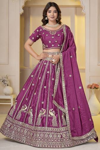 Pink Embroidery Zari, Sequins Work lehenga choli 