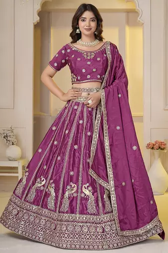 Pink Embroidery Zari, Sequins Work lehenga choli 