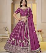 Pink Embroidery Zari, Sequins Work lehenga choli 