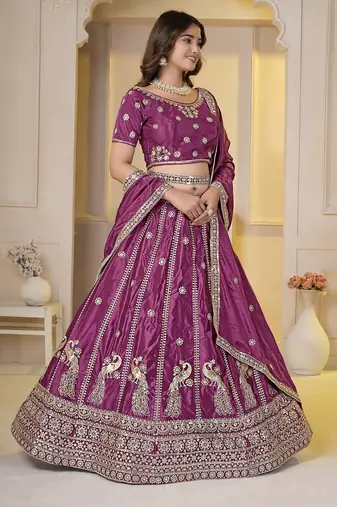 Pink Embroidery Zari, Sequins Work lehenga choli 