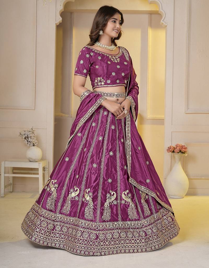Pink Embroidery Zari, Sequins Work lehenga choli 