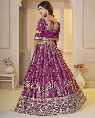 Pink Embroidery Zari, Sequins Work lehenga choli  5