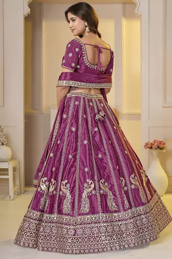 Pink Embroidery Zari, Sequins Work lehenga choli 