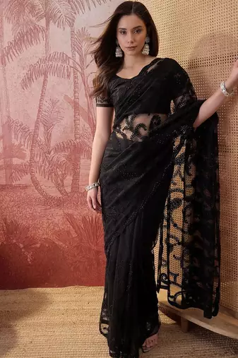 Black embroidered  sarees