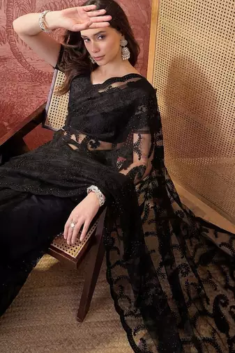 Black embroidered  sarees