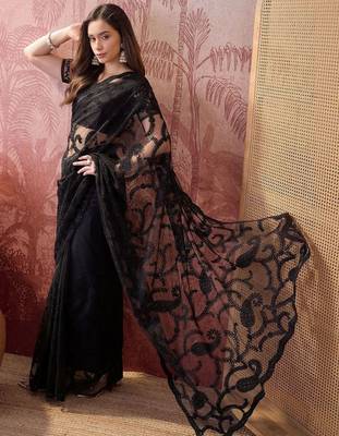 Black embroidered  sarees 3