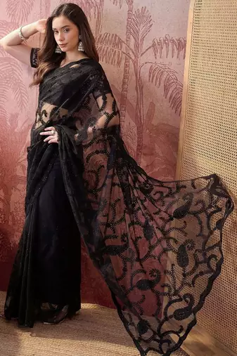 Black embroidered  sarees