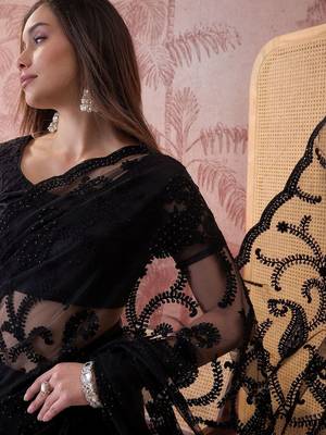Black embroidered  sarees 5