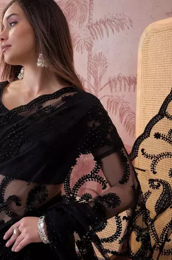 Black embroidered  sarees