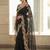 Black embroidered embellished zari net saree with unrtiched blouse piece