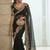 Black embroidered embellished zari net saree with unrtiched blouse piece