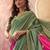 Green embellished sequinned  cotton saree