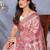 Pink paisley embroidered pashmina designer chanderi saree