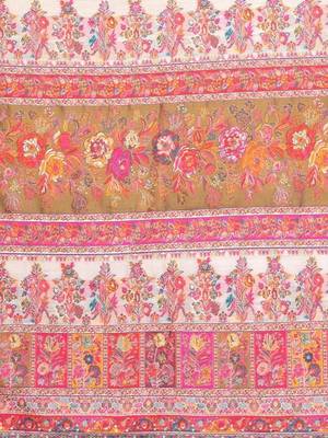 Pink paisley embroidered pashmina designer chanderi saree 5