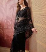 Black embroidered net sarees