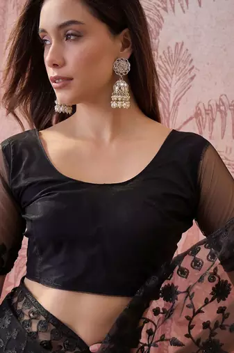 Black embroidered net sarees