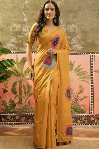 Mustard  cotton saree