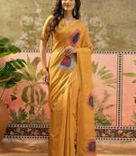 Mustard  cotton saree
