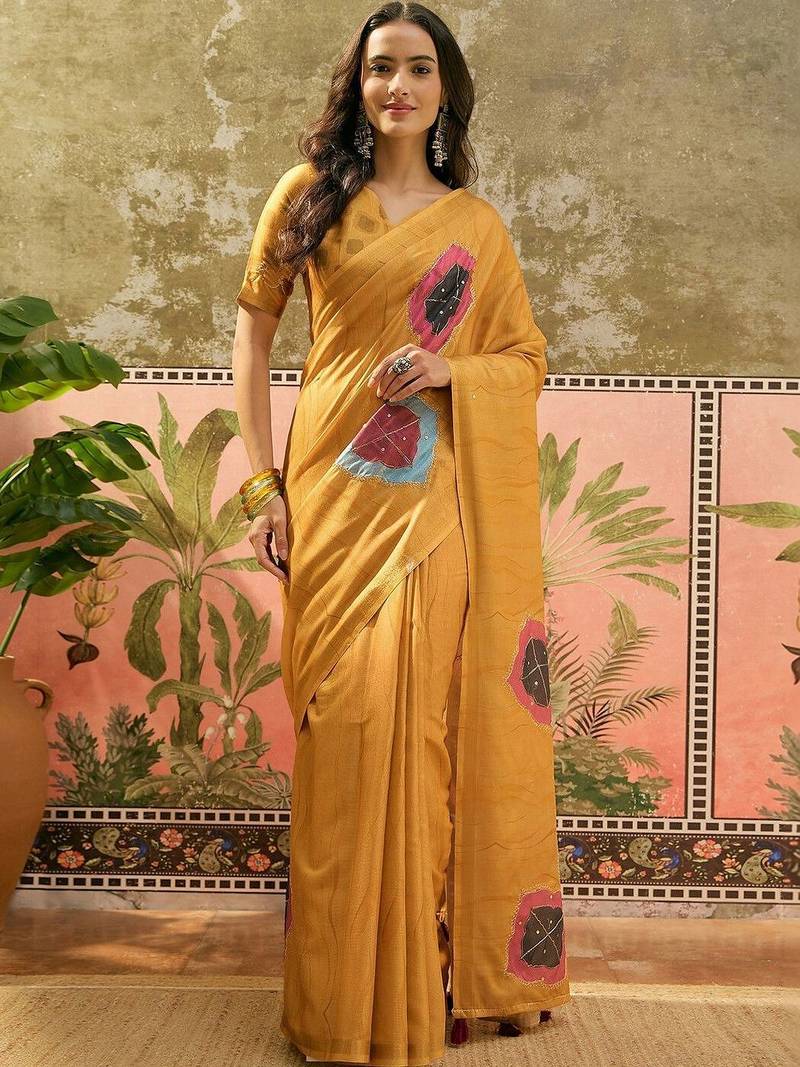 Mustard  cotton saree