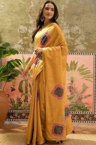 Mustard  cotton saree