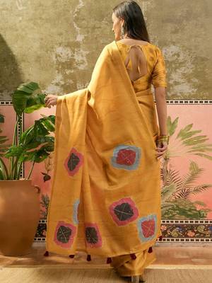 Mustard  cotton saree 3