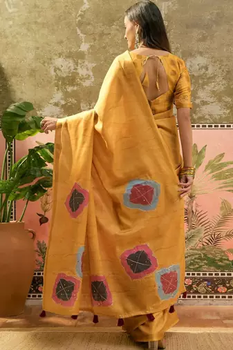 Mustard  cotton saree