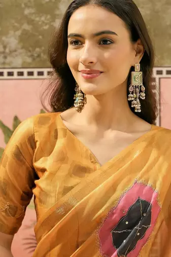 Mustard  cotton saree
