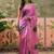Pink ethnic motifs embroidered  cotton saree