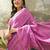 Pink ethnic motifs embroidered  cotton saree