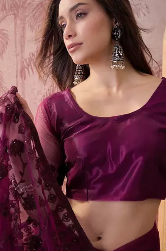 Purple embroidered  sarees