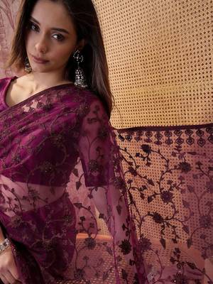 Purple embroidered  sarees 5