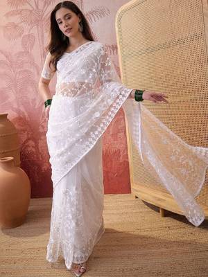 White embroidered  sarees 3