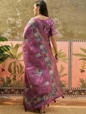 Purple floral  cotton designer saree 3