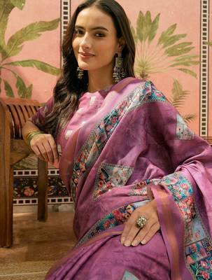 Purple floral  cotton designer saree 4