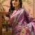 Purple floral  cotton designer saree