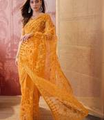 Mustard embroidered  sarees