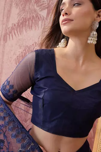 Navy blue embroidered  sarees