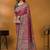 Pink position printed ethnic motifs banarasi saree with matching blouse