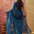 Teal printed sarees with blouse piece