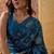 Teal printed sarees with blouse piece