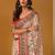 Cream ethnic motifs printed banarasi saree with unstitched blouse piece
