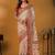 Cream ethnic motifs printed banarasi saree with unstitched blouse piece